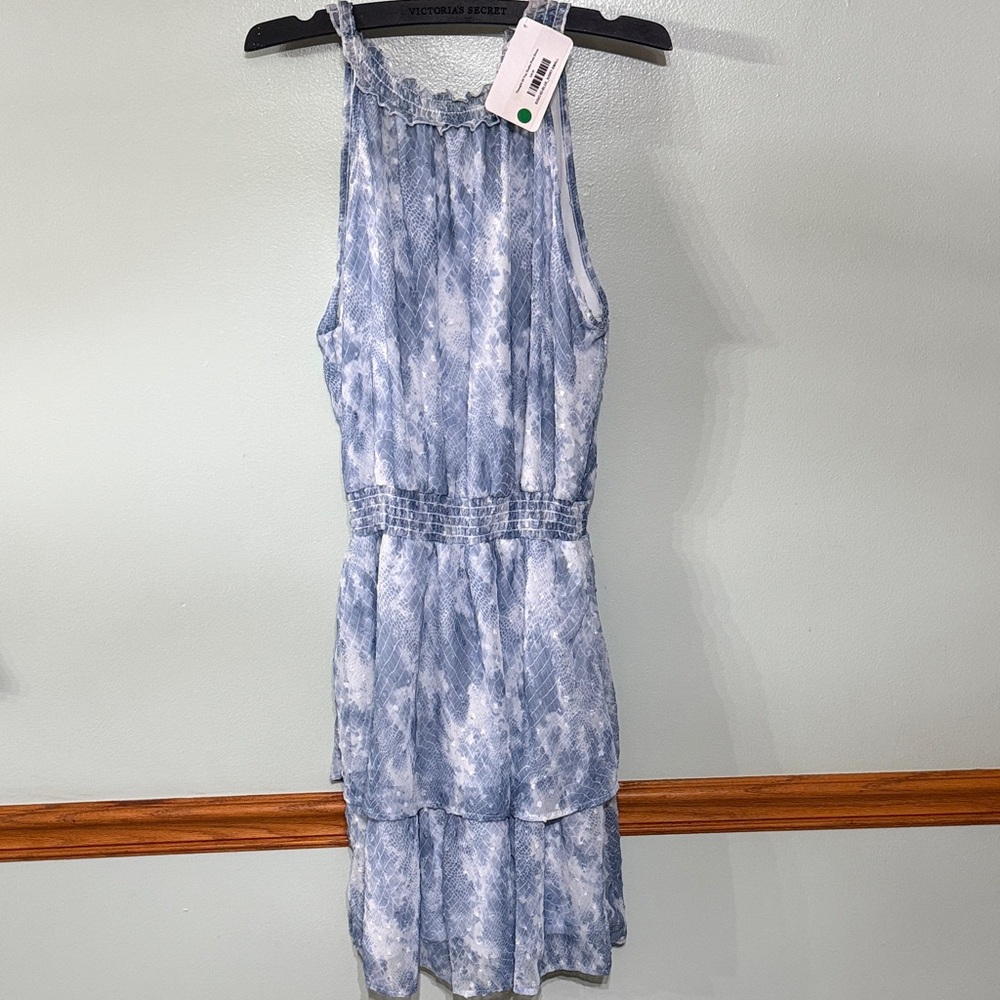 Blue Tiered Snake Print Dress Size: Small